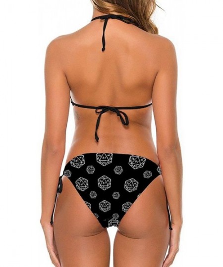 Sets Women Two Piece Bikini Top with Triangle Bikini Bottoms- Bikini Sets Swimwear - D20 Dice Black - CF198OD5AXY