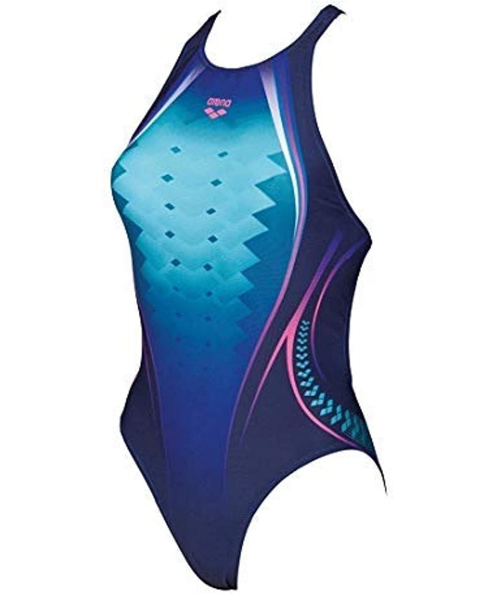 Racing One Placed Print Women's Booster One Swimsuit - Navy / Aphrodite - CP18I3ZTDL8