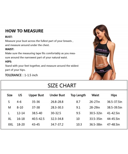 Sets Bikini Bathing Suit Womens 2 Piece Halter Neack High Waist Padded Sexy Swimsuit - Color21 - CH196YRUQU9