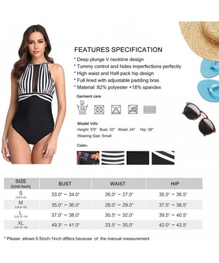 One-Pieces Women's One Piece Swimsuits Backless V-Neck Mesh Swimwear Ruched Monokini Tummy Control Bathing Suits for Women - ...