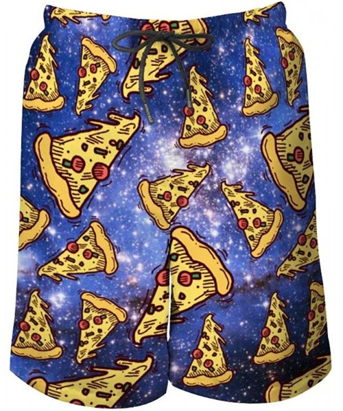 Board Shorts Men's Fashion Quick Dry Swim Trunks- Mesh Lining Board Shorts Swimwear - Pizza in Space Cool - CU19042SLA8