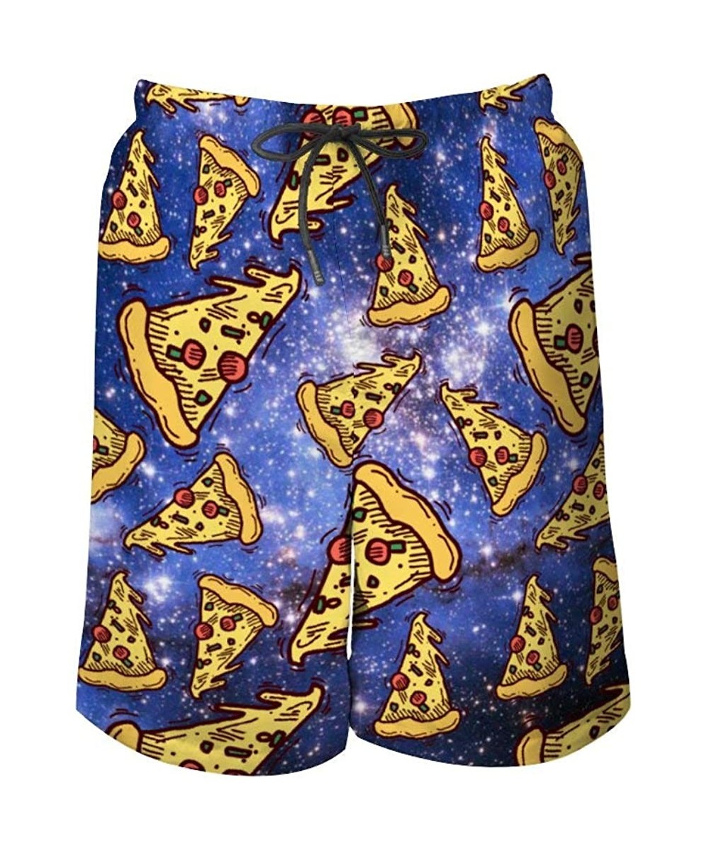 Board Shorts Men's Fashion Quick Dry Swim Trunks- Mesh Lining Board Shorts Swimwear - Pizza in Space Cool - CU19042SLA8