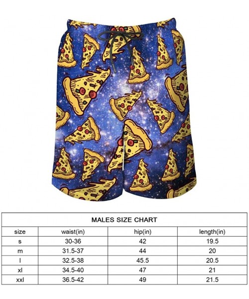 Board Shorts Men's Fashion Quick Dry Swim Trunks- Mesh Lining Board Shorts Swimwear - Pizza in Space Cool - CU19042SLA8