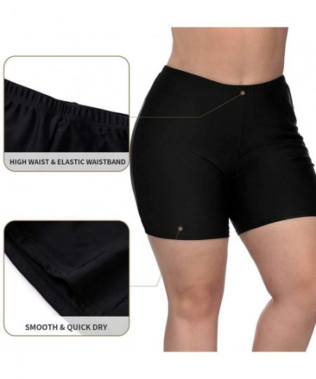 Tankinis Womens Plus Size Swim Shorts High Waisted Swimsuit Shorts Boyleg Swim Bottoms - Black - CI18G3ERY5M