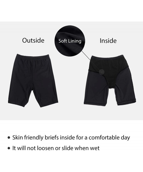 Tankinis Womens Plus Size Swim Shorts High Waisted Swimsuit Shorts Boyleg Swim Bottoms - Black - CI18G3ERY5M