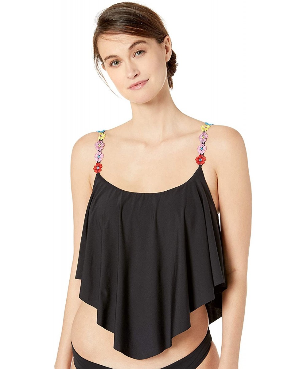 Cover-Ups Women's Crop Top Swimsuit Cover Up - Say Anything Jet Black - CS18HRE0Z8K