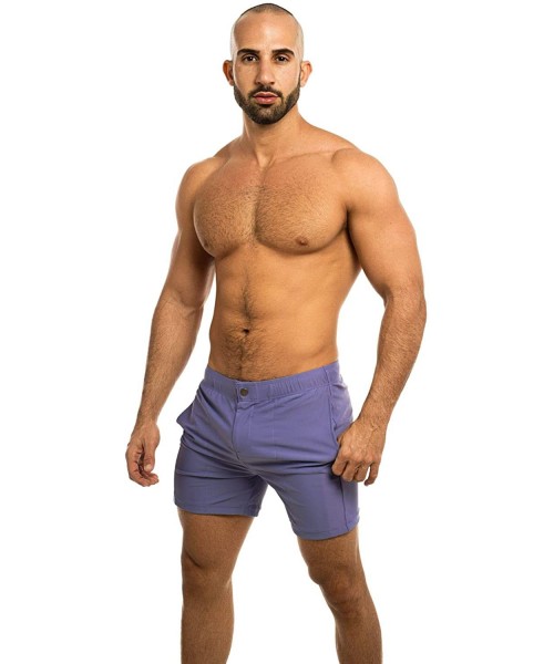 Briefs Swimwear Men Swim Boxer Trunks Brief Bikini Swimsuits Surf Bathing Suits - Purple - CO199XQN7LS