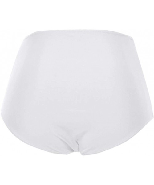 Tankinis Swimsuit Briefs Bottom for Women High Waisted Full Coverage Ruched Swim Bottom Bikini Bottoms - White - C218U25N86U