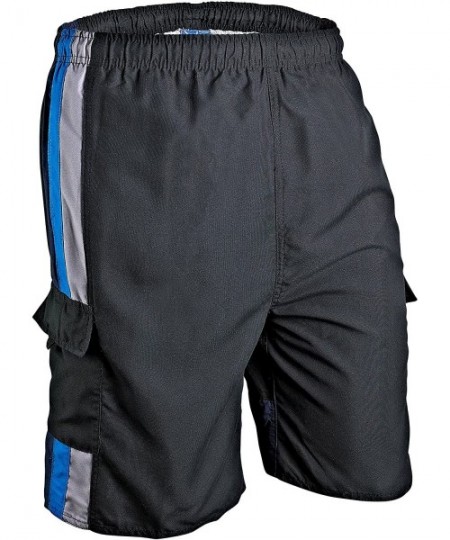 Board Shorts Surf Wear Men's Swim Trunks - Black Blue - C6119MYZTGR