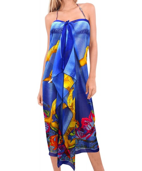 Cover-Ups Women's Swimsuit Cover Up Beach Wrap Skirt Hawaii Sarongs Full Long F - Blue_s853 - CQ188HQM5S6