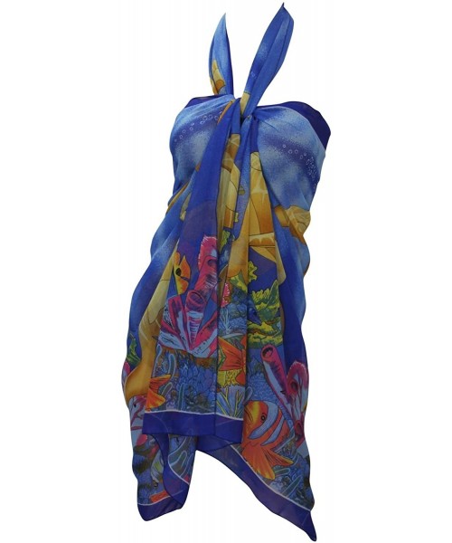 Cover-Ups Women's Swimsuit Cover Up Beach Wrap Skirt Hawaii Sarongs Full Long F - Blue_s853 - CQ188HQM5S6