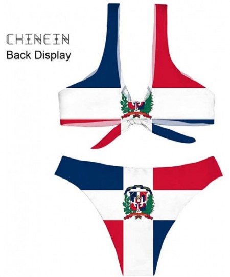 Sets Women's Push Up Two Piece Bikini Swimsuits Swimwear Bathing Suits Dominican Republic Flag - Bow-tie Bra Style - C518QZHRQA8