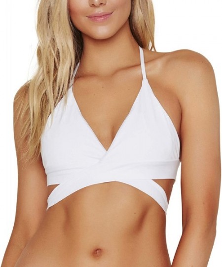 Tops Women's Seamless Self-Lined Wrap-Around Halter Bikini Top - V-neck White - CU18RM4IDC8