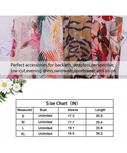 Cover-Ups Women Floral Kimono Cardigan - Casual Chiffon Kimonos Tops Boho Loose Blouse Open Front Swinsuit Beach Cover Ups Or...