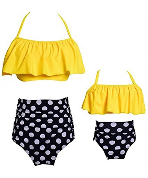 Sets Summer Cute Bikini Set Family Matching Swimwear Mommy and Me Swimsuit - Yellow and Dot - C8190SQCOGE