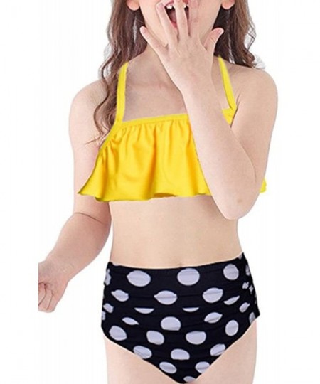 Sets Summer Cute Bikini Set Family Matching Swimwear Mommy and Me Swimsuit - Yellow and Dot - C8190SQCOGE