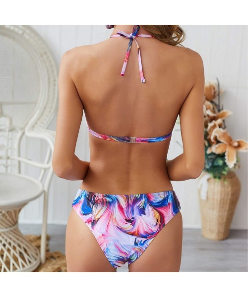 Sets Women's Bikini Set Two Piece Swimwear Swimsuits Beachwear Keyhole Bead Top Ties Halter Cut Out Waist Boho Brazilian - Oi...