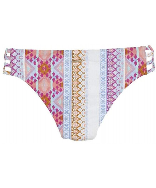 Bottoms Women's Printed Cheeky Bikini Bottoms- Blue Multi - C918T05SCGK