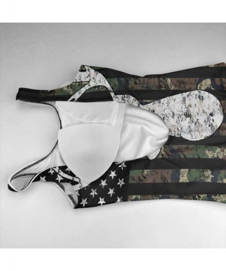 One-Pieces Deer Camo Camouflage American Flag Hunting Backless Swimsuit One Piece Swimsuits for Women Tummy Control Bathing S...