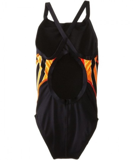 Racing SPORT Girl's Phoenix Splice Diamondfit Swimsuit - Black/Orange - CH11EF3NU9N