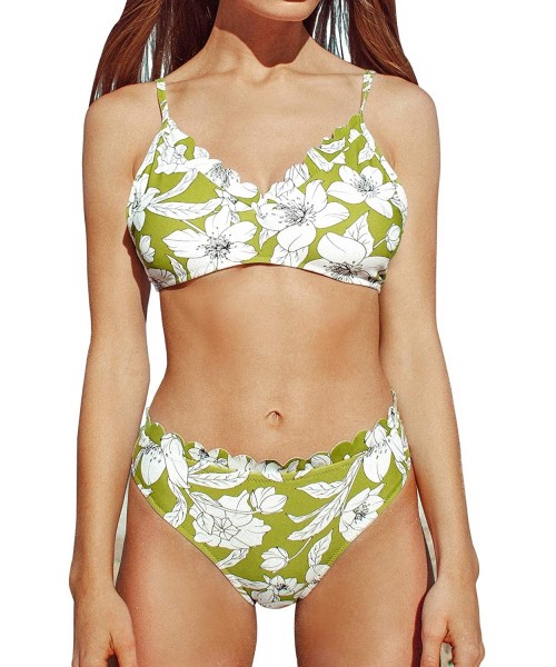 Sets Women's Bikini Swimsuit Cute Floral Print Set - CI194MAR286