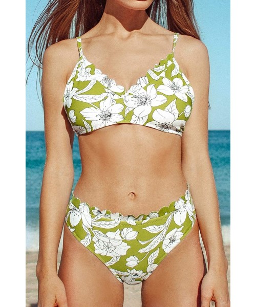 Sets Women's Bikini Swimsuit Cute Floral Print Set - CI194MAR286