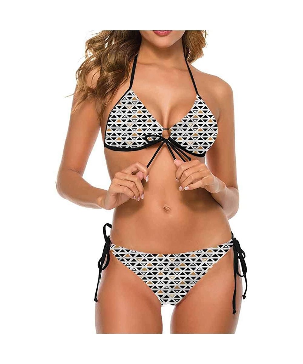 Bottoms Bikini Sets Retro- Diagonal Stripes and Circles Comfortable- Cute and Sexy - Multi 08-two-piece Swimsuit - CY19E7L9UYZ