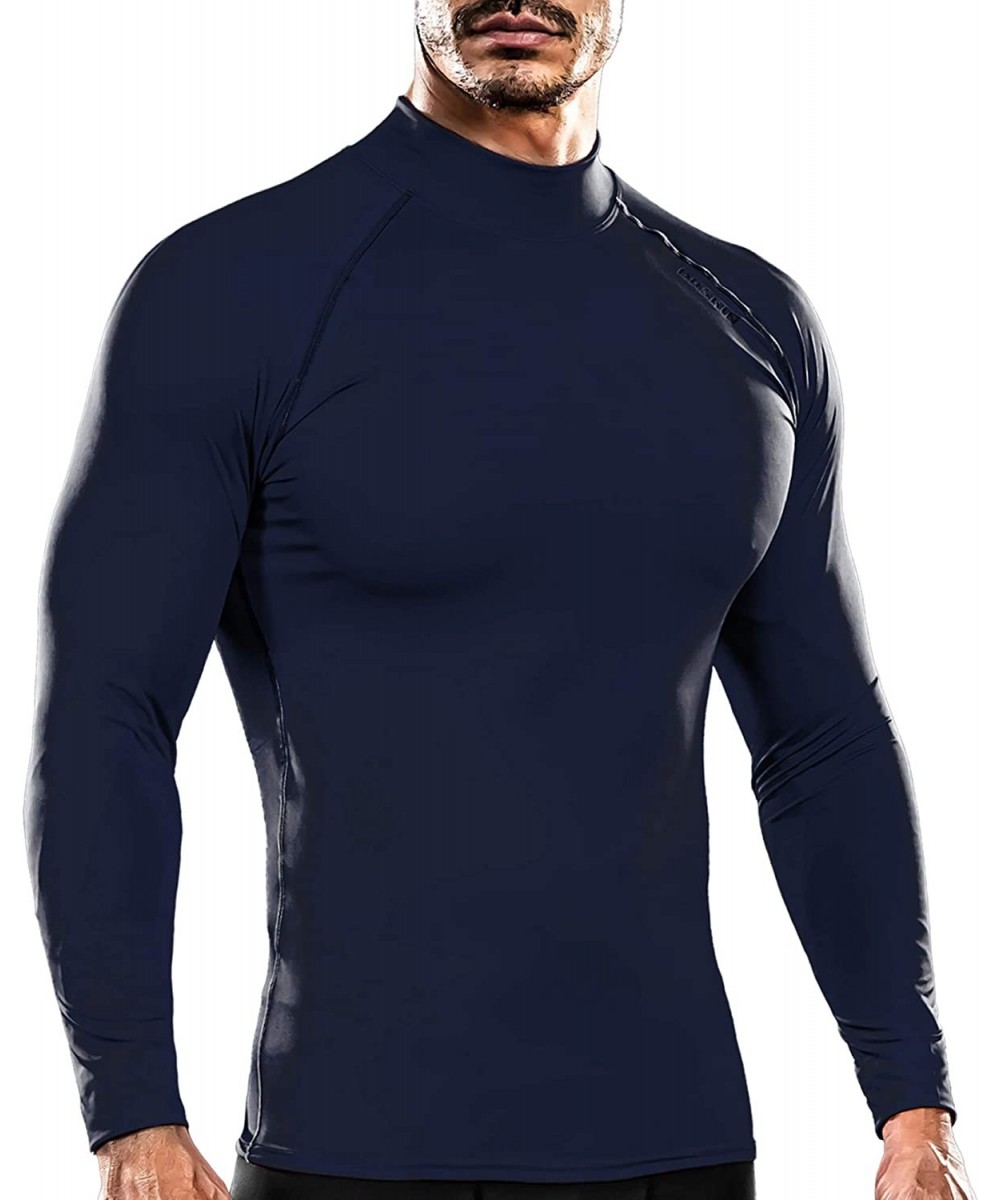 Rash Guards UV Sun Protection Long Sleeve Top Shirts Skins Tee Compression Base Layer - Sdna39-dark Navy - CX18URTI4O9