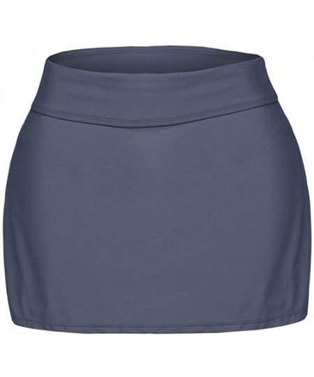 Tankinis Women's Skirted Bikini Bottom High Waisted Plus Size Swim Bottom Swim Skirt Skort Tankinis Swimdress - Gray - CI18OZ...