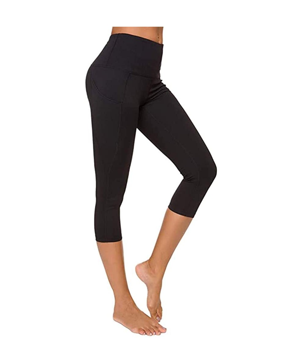 Board Shorts High Waist Yoga Pants Tummy Control Workout Running Pants for Women Stretch Yoga Leggings - Black - CZ190E6DGUI