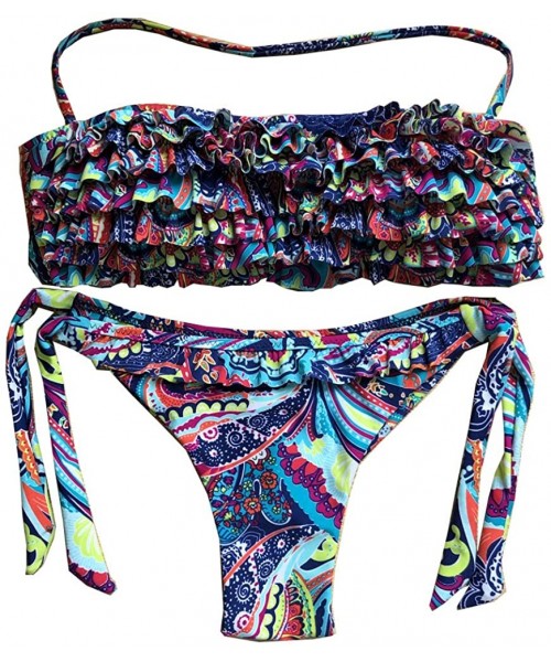 Sets Biquini 2020 Ruffled Swimsuit Women Swimwear Set BeachwearPrint Bikini Push Up - 2016 - CS194TT22N8