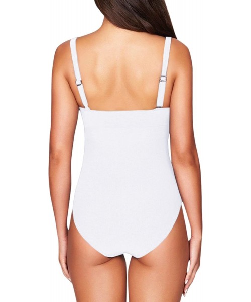 One-Pieces Womens Square Neck Cheeky High Cut One Piece Bathing Suit Swimsuit - B-white - C118DA0CSC3