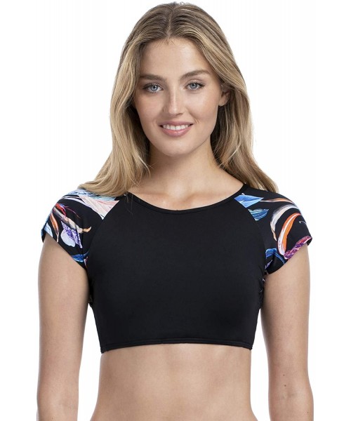 Tops Women's Short Sleeve Crop Padded Bikini Top - C518TOCU2WK