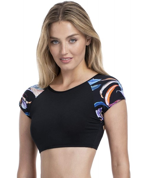 Tops Women's Short Sleeve Crop Padded Bikini Top - C518TOCU2WK