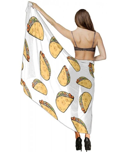 Cover-Ups Women's Swimwear Cover Ups- Summer Vacation Beach Sarong Soft Shawl Wrap - Sweet Potato Tacos White - CY19C40ZH24