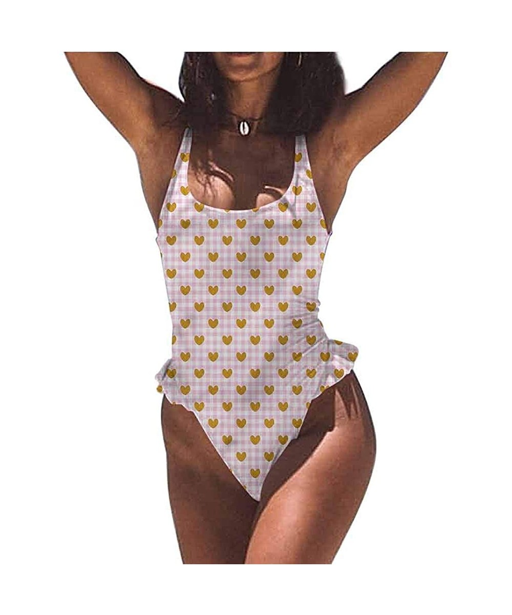 Bottoms Swimsuit Checkered- Retro English Yellow Make You Feel Comfortable/Confident - Multi 09-one-piece Swimsuit - C419E706M35