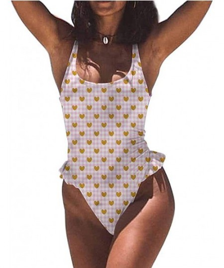 Bottoms Swimsuit Checkered- Retro English Yellow Make You Feel Comfortable/Confident - Multi 09-one-piece Swimsuit - C419E706M35