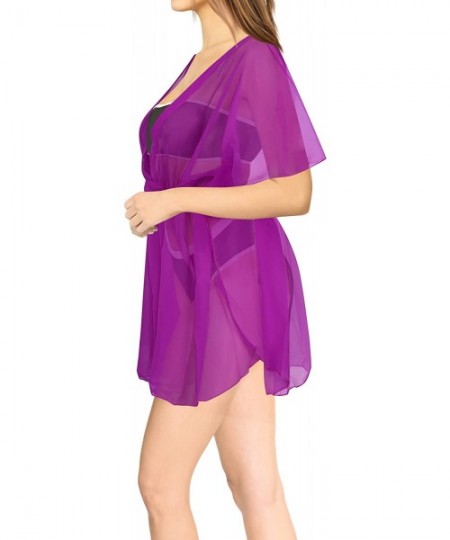 Cover-Ups Cover Ups for Swimwear Women Chiffon Blouse Sheer Swim Bathing Suit B - Purple_k761 - CS184TX0A74