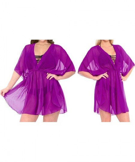 Cover-Ups Cover Ups for Swimwear Women Chiffon Blouse Sheer Swim Bathing Suit B - Purple_k761 - CS184TX0A74