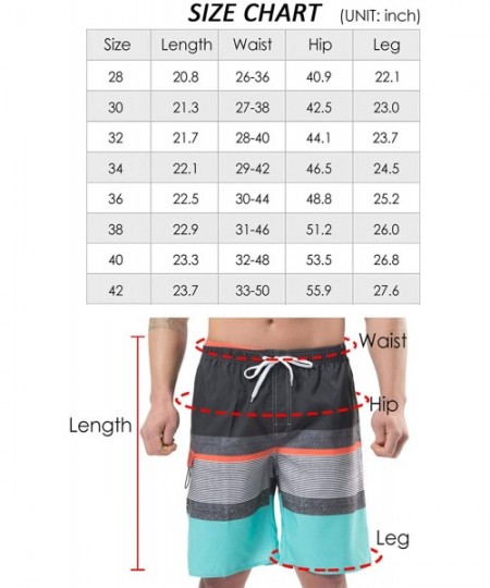 Board Shorts Men's Swim Trunks- Quick Dry Board Shorts- Colorful Stripe Swimming Shorts - B5-coffee - C518OT4UXTS