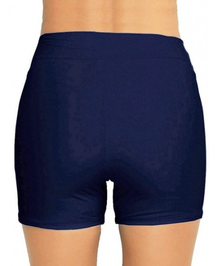 Bottoms Women Summer Swimwear Tummy Tuk Swim Bottom Shorts - Deep Blue - CH18D0T6DCG