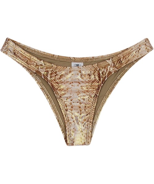 Tankinis Women's Seamless Cheeky Hi Leg Bikini Bottom - Tan Snake - C518CY94N8E