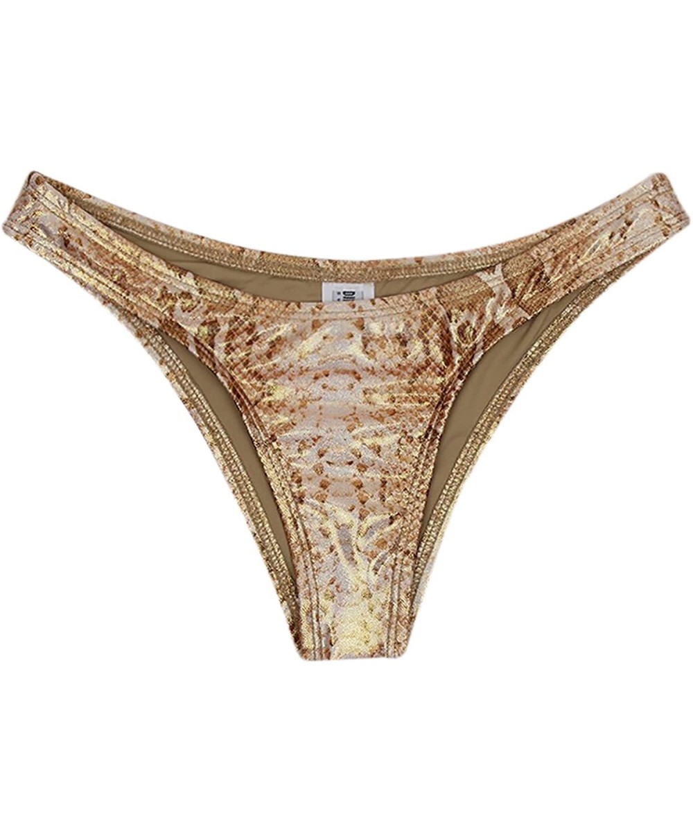 Tankinis Women's Seamless Cheeky Hi Leg Bikini Bottom - Tan Snake - C518CY94N8E