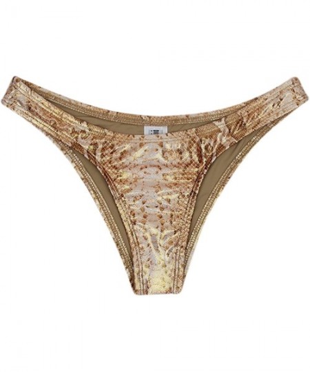 Tankinis Women's Seamless Cheeky Hi Leg Bikini Bottom - Tan Snake - C518CY94N8E