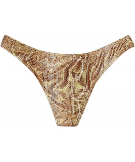 Tankinis Women's Seamless Cheeky Hi Leg Bikini Bottom - Tan Snake - C518CY94N8E