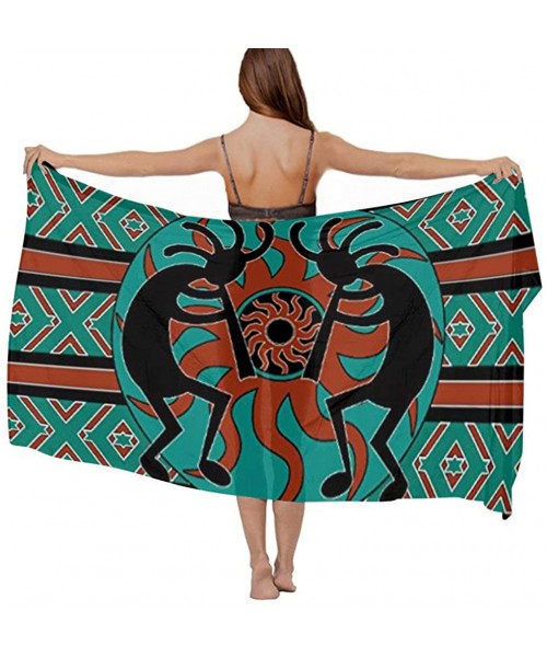 Cover-Ups Women Girl Fashion Chiffon Scarf Bikini Cover Up Summer Beach Sarong Wrap - Native American Indian Flute - C719C6N3CX7