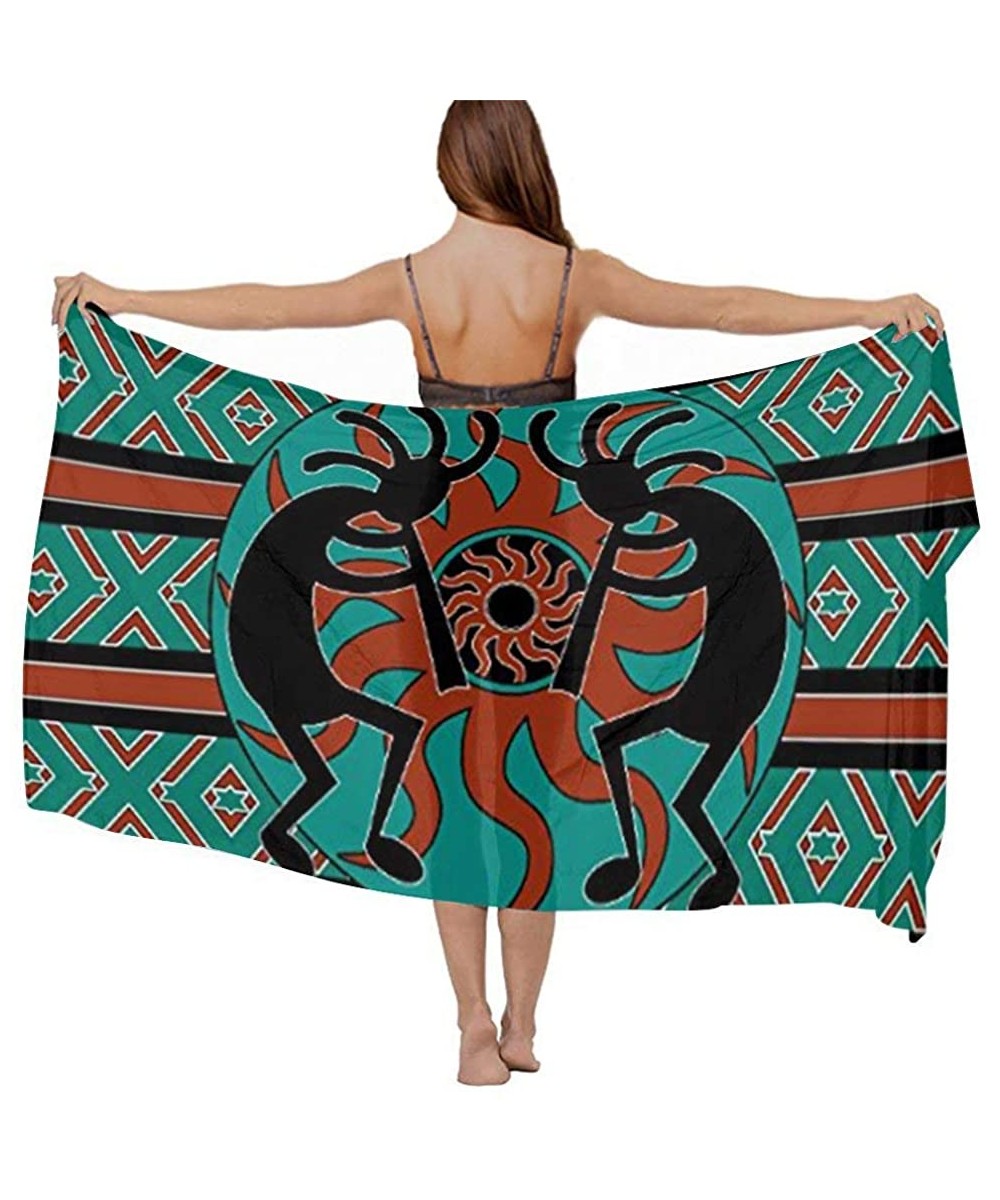 Cover-Ups Women Girl Fashion Chiffon Scarf Bikini Cover Up Summer Beach Sarong Wrap - Native American Indian Flute - C719C6N3CX7