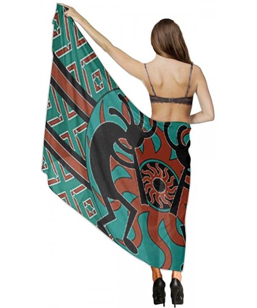 Cover-Ups Women Girl Fashion Chiffon Scarf Bikini Cover Up Summer Beach Sarong Wrap - Native American Indian Flute - C719C6N3CX7