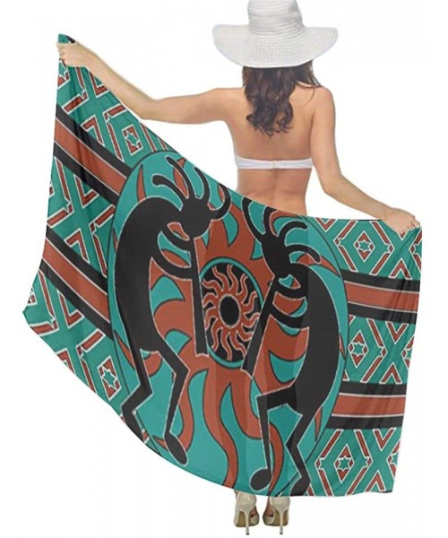 Cover-Ups Women Girl Fashion Chiffon Scarf Bikini Cover Up Summer Beach Sarong Wrap - Native American Indian Flute - C719C6N3CX7