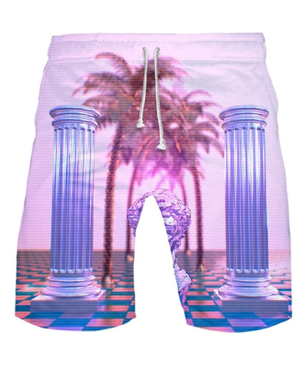 Board Shorts Mens Vaporwave 3D Swim Trunks Summer Board Beach Shorts Bathing Suit - Vaporwave-08 - CH18UKS0MQW